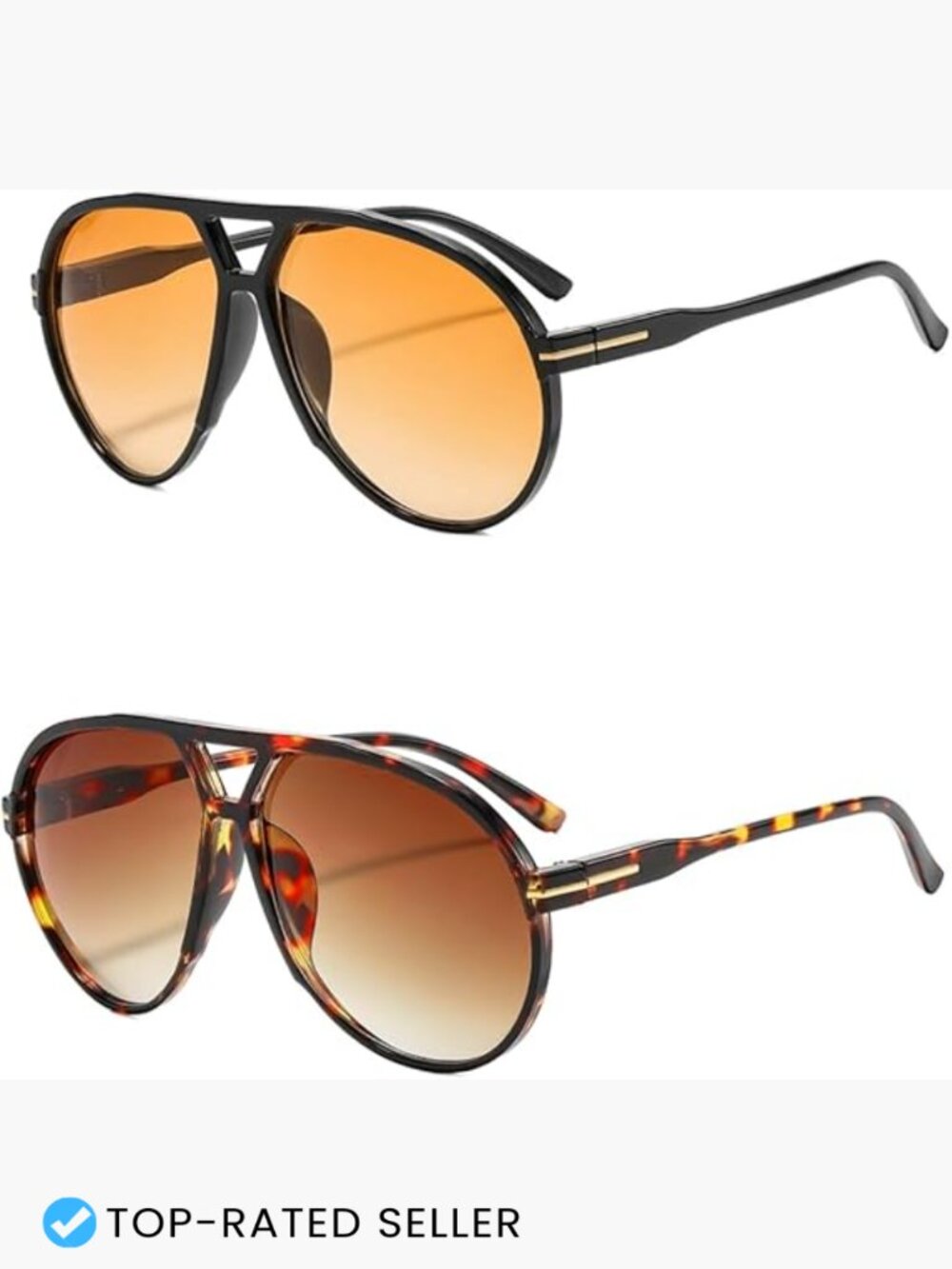 Retro Oversized Aviator Sunglasses Trendy 70s Tangle Free Big Square Shield